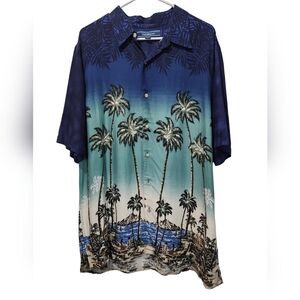 Crafton barrel men's large Palm tree, short sleeve Island  shirt button down.